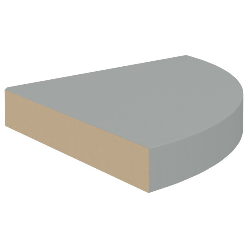 Narożna półka ścienna, szara, 25x25x3,8 cm, MDF