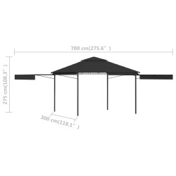 Altana, podwójne rozkładane zadaszenia, 3x3x2,75 m, antracytowa