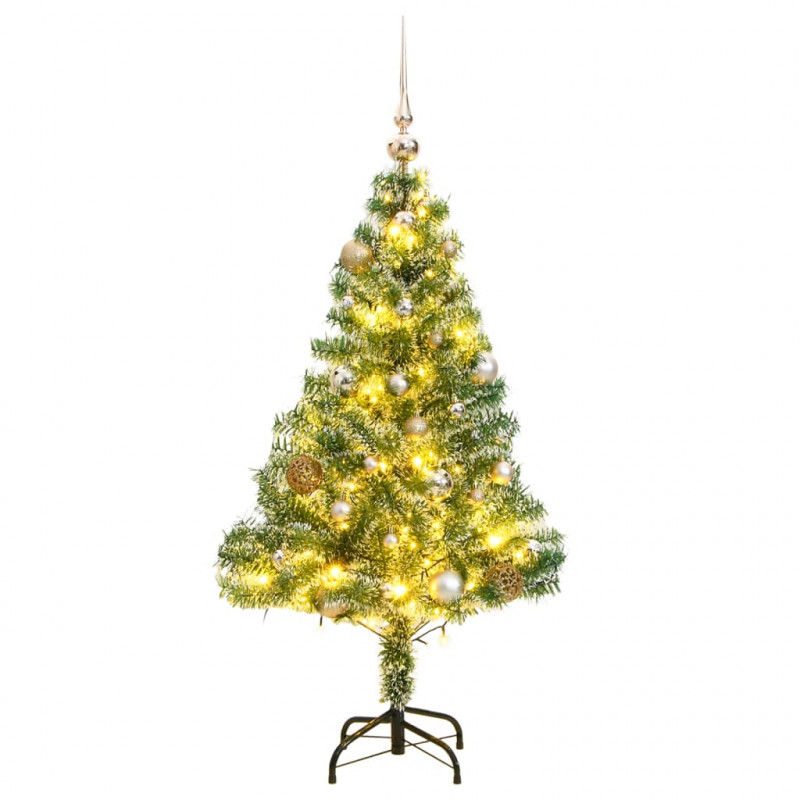 Sztuczna choinka ze 150 LED, bombkami i śniegiem, 150 cm