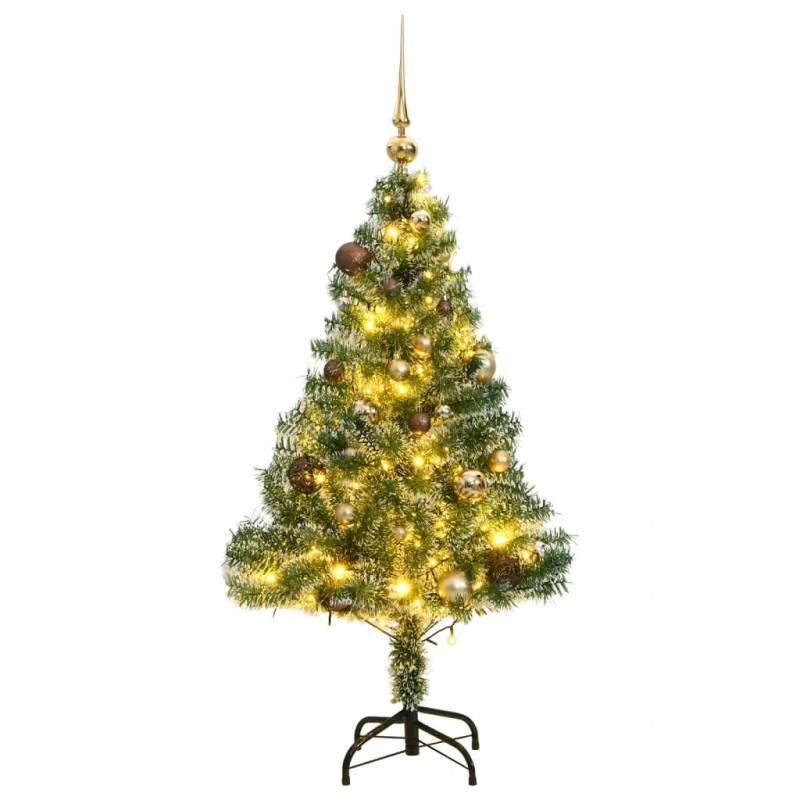 Sztuczna choinka ze 150 LED, bombkami i śniegiem, 150 cm