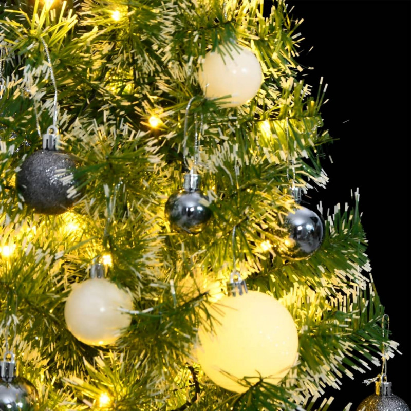 Sztuczna choinka ze 150 LED, bombkami i śniegiem, 120 cm
