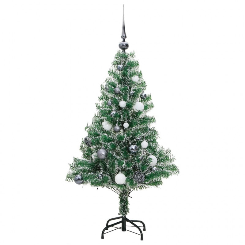 Sztuczna choinka ze 150 LED, bombkami i śniegiem, 120 cm