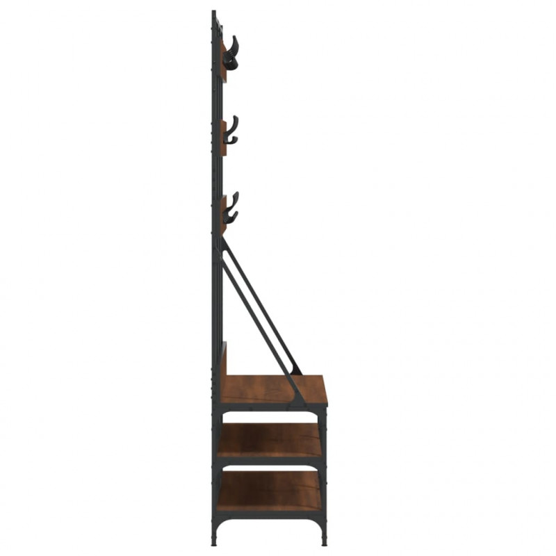 Wieszak na ubrania z miejscem na buty brązowy dąb 100x40x184 cm