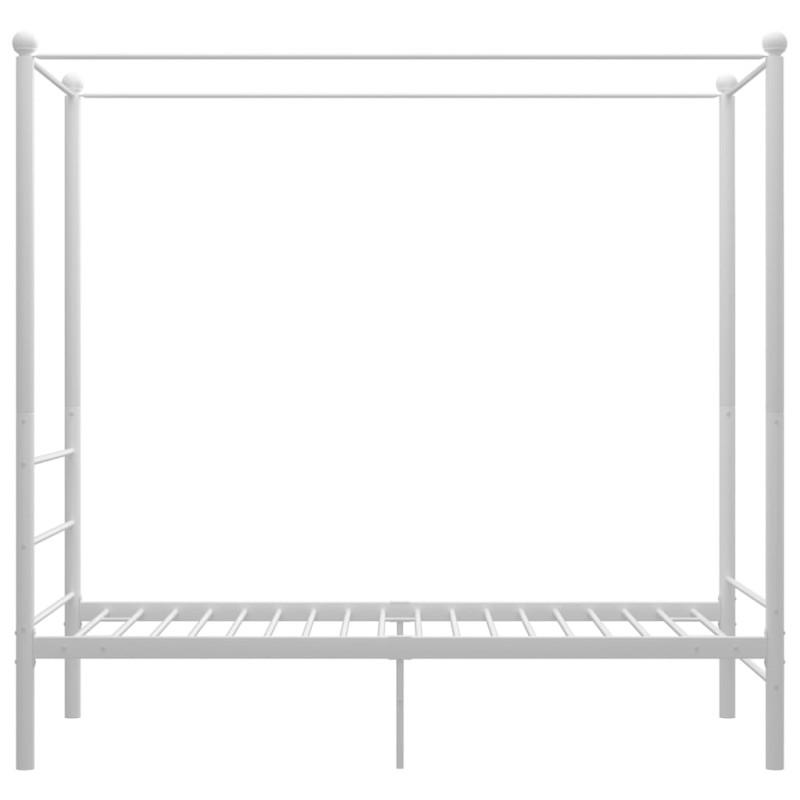 Rama łóżka z baldachimem, biała, metalowa, 90 x 200 cm