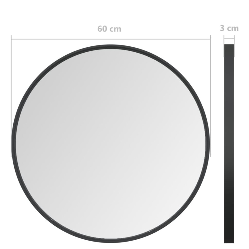 Lustro ścienne, czarne, 60 cm