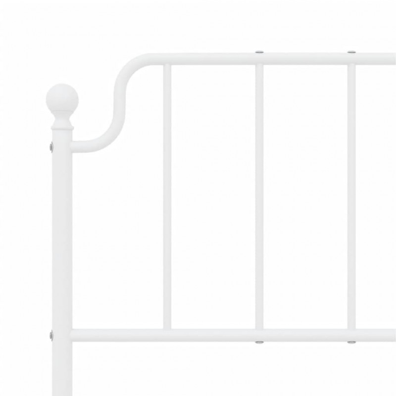 Metalowa rama łóżka z wezgłowiem i zanóżkiem, biała, 135x190 cm