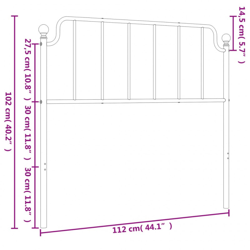 Metalowe wezgłowie, białe, 107 cm